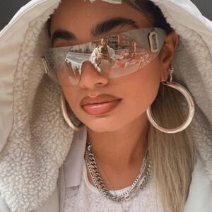 Silver glasses y2k chrome